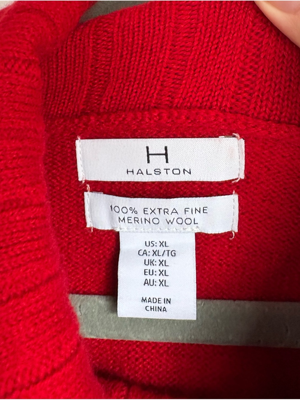 Halston 100% Extra Fine Merino Wool Cowl Neck Sweater Red Size XL - Picture 4 of 5